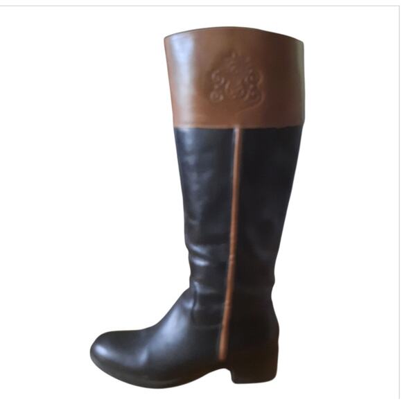 Franco Sarto Womens Two Tone Zip Sides Leather Upper Riding Boots Size 8M - Picture 3 of 9